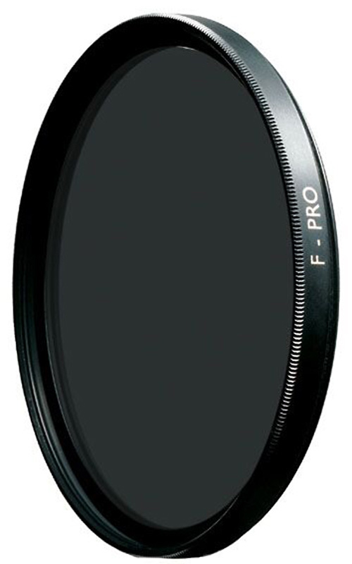 Dark round screw-in filter in a slim black frame