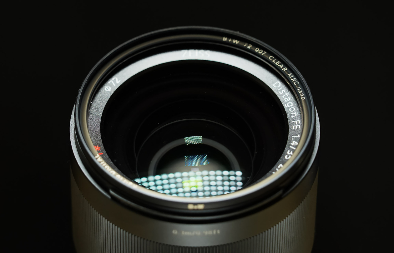 B+W clear MRC nano filter mounted on the front of a lens