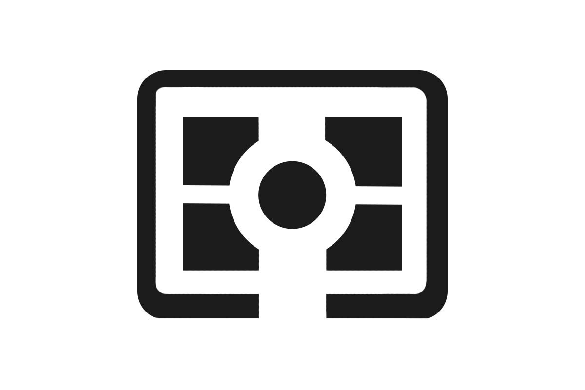 Matrix metering icon: a rectangle with four corner blocks around a central dot