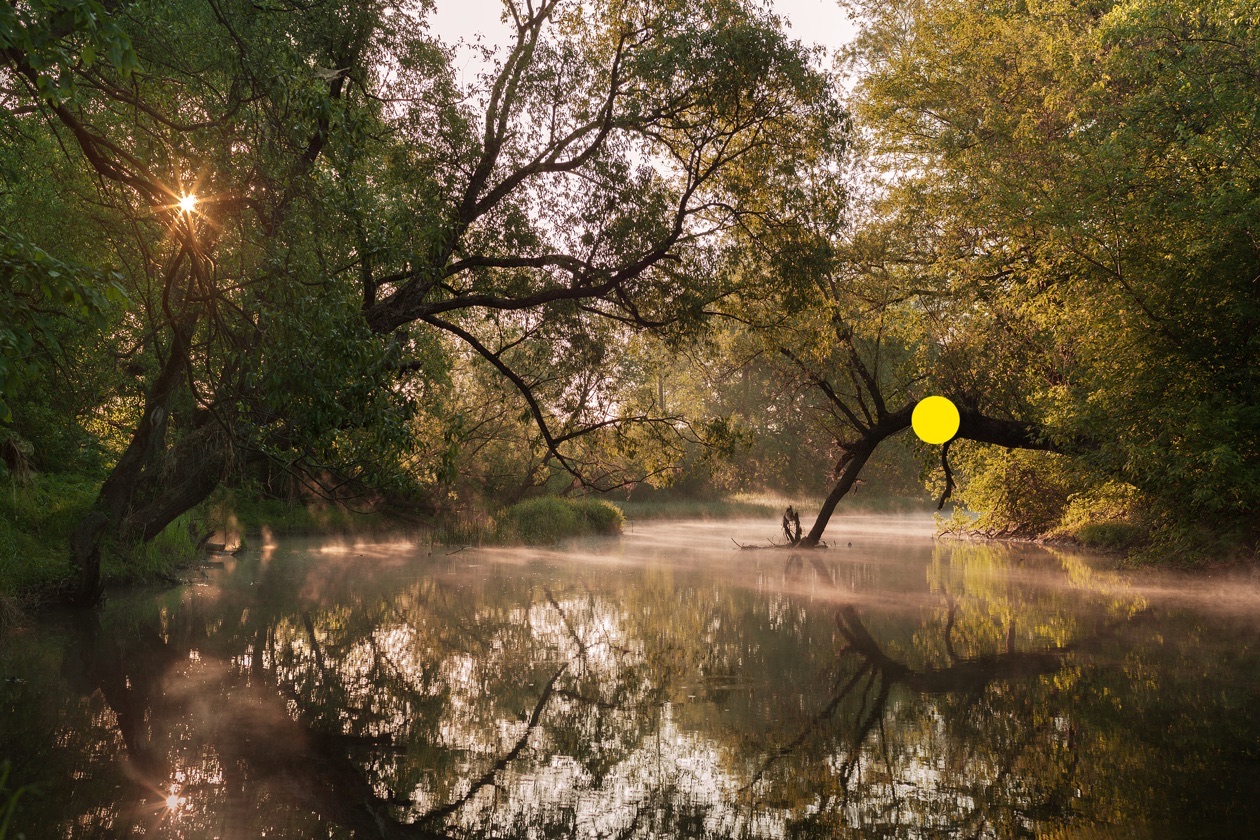 The same river scene with the metering spot moved to the right side of the frame