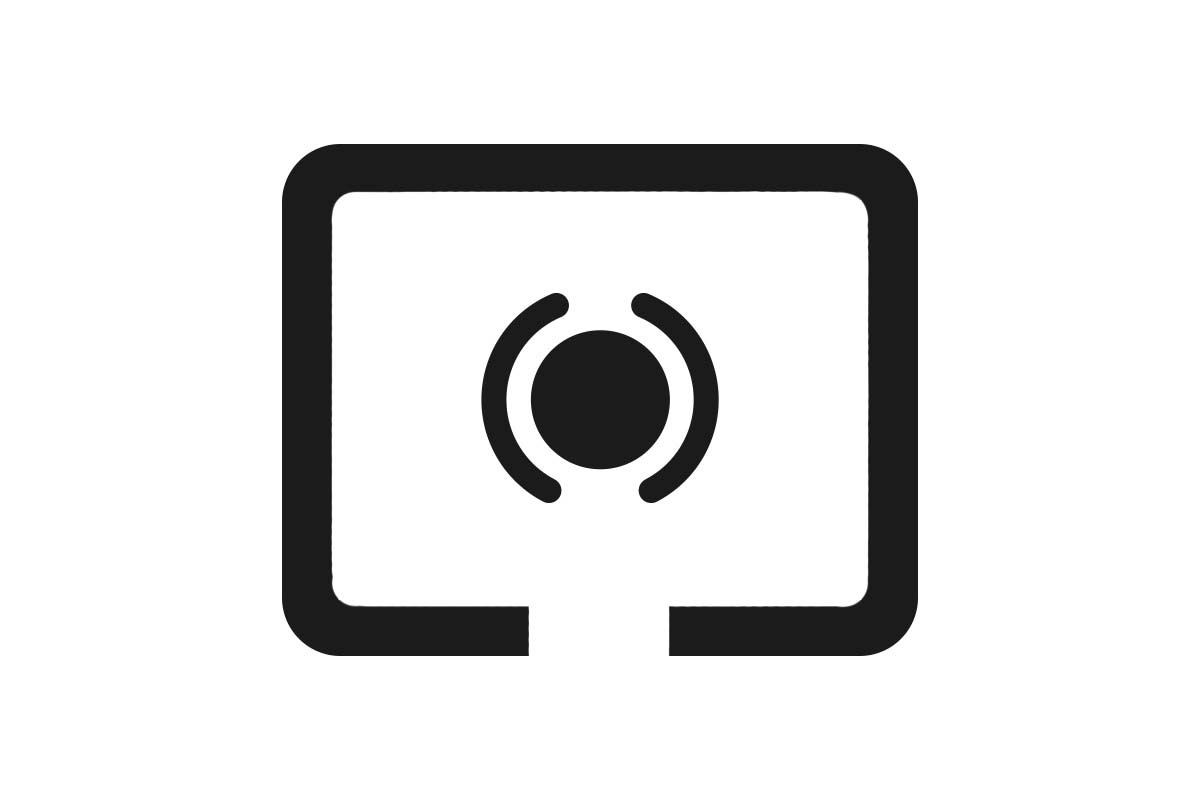 Center-weighted metering icon: a rectangle with a dot inside a pair of brackets