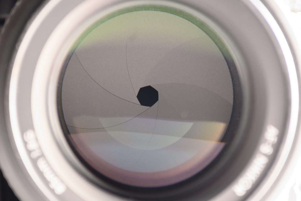 The same lens with the aperture blades closed to a much smaller opening